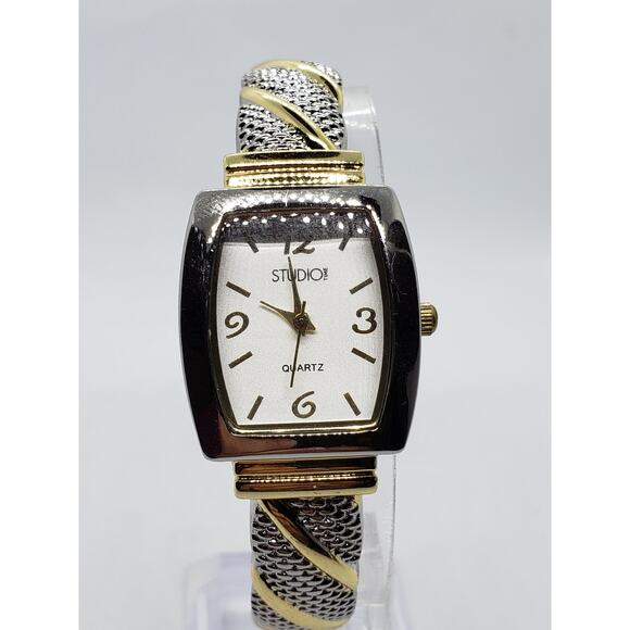 Studio Time STD950T 415 Women\'s dress watch. Silver and gold bangle band main image 4